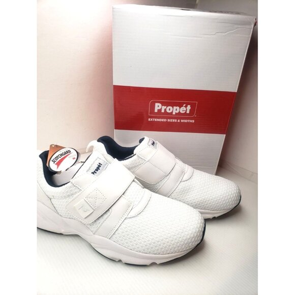Propet Other - Propét Mens Stability X Strap White Athletic Shoe Sz 8W Mesh Walking Sneaker NEW